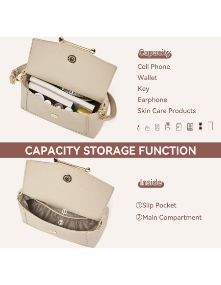 Bolso Cruzado BOSTANTEN de Cuero Vegano para Mujeres - Nude