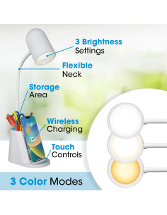 Lámpara de Escritorio LED OttLite Aglow con Carga Inalámbrica 2