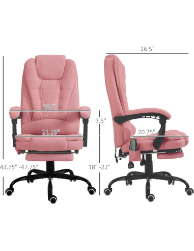 Silla de Oficina Vinsetto con Masaje y Reposapiés Rosa