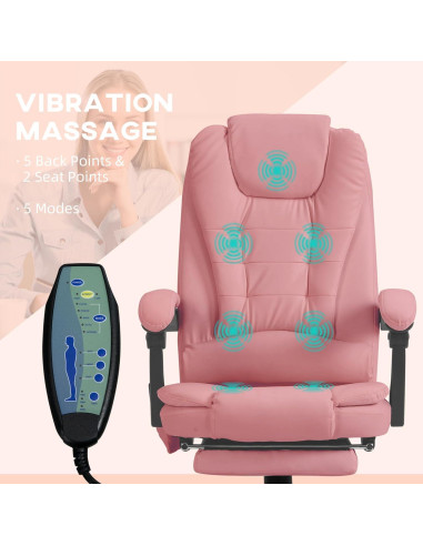 Silla de Oficina Vinsetto con Masaje y Reposapiés Rosa