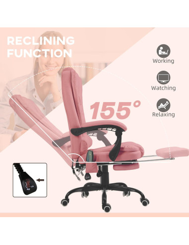 Silla de Oficina Vinsetto con Masaje y Reposapiés Rosa