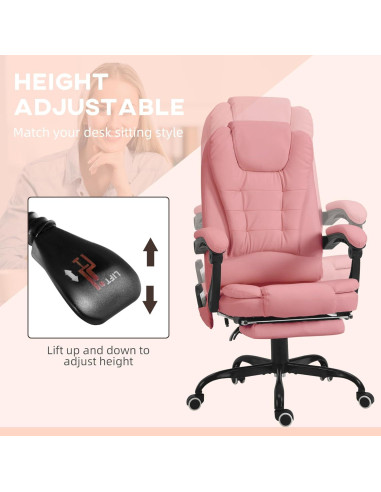 Silla de Oficina Vinsetto con Masaje y Reposapiés Rosa