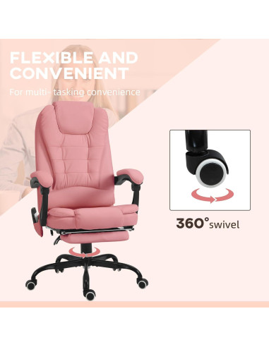 Silla de Oficina Vinsetto con Masaje y Reposapiés Rosa