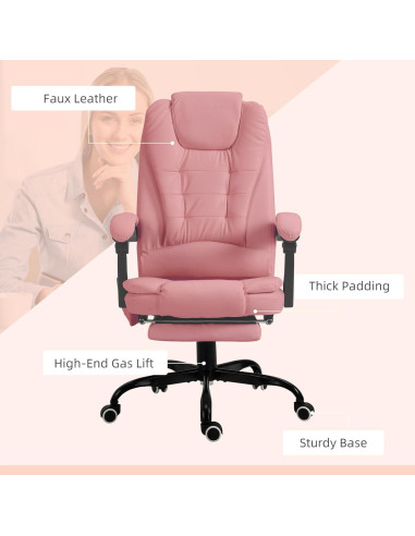 Silla de Oficina Vinsetto con Masaje y Reposapiés Rosa