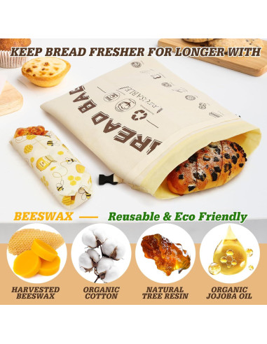 Bolsa de Pan de Cera de Abeja CalmBloom Grande Ecológica