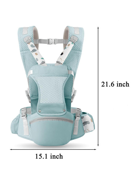 Portabebés ergonómico 6 en 1 Q2301 Verde para 0-36 meses
