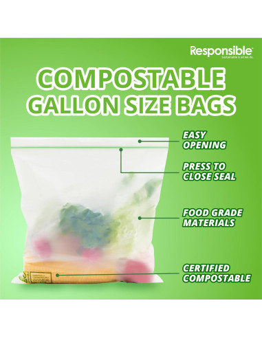 Bolsas de Zip Reutilizables Compostables 14 Unidades 3.78L