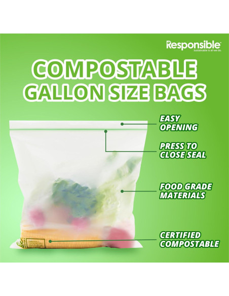 Bolsas de Zip Reutilizables Compostables 14 Unidades 3.78L