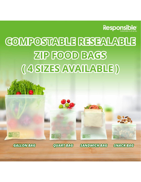 Bolsas de Zip Reutilizables Compostables 14 Unidades 3.78L