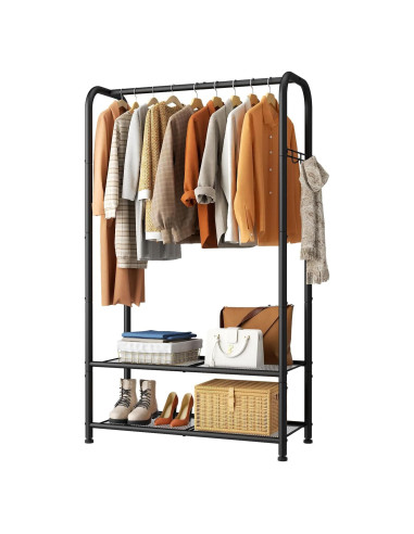 Perchero portátil SINGAYE 72 cm con estante doble y gancho
