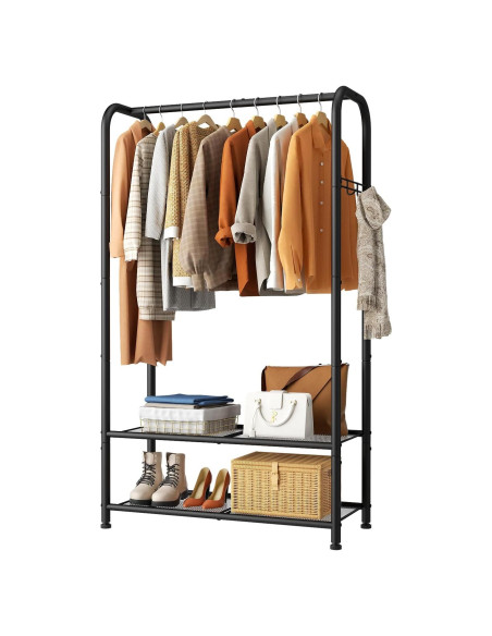Perchero portátil SINGAYE 72 cm con estante doble y gancho