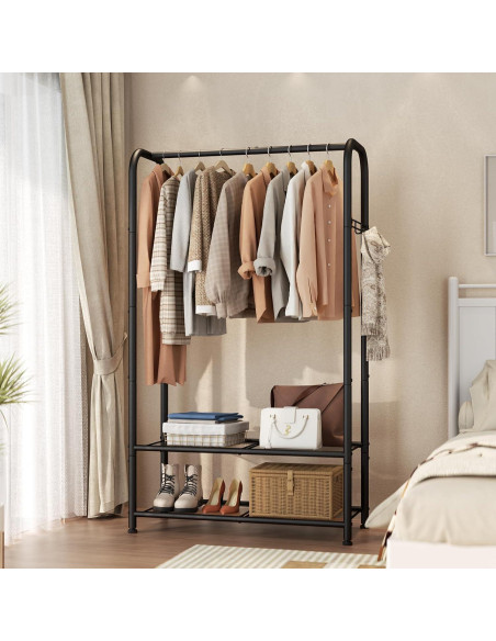 Perchero portátil SINGAYE 72 cm con estante doble y gancho