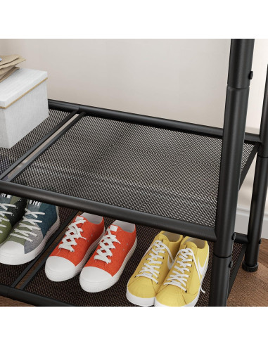 Perchero portátil SINGAYE 72 cm con estante doble y gancho