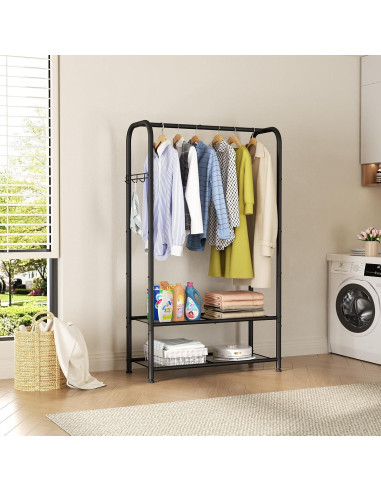 Perchero portátil SINGAYE 72 cm con estante doble y gancho