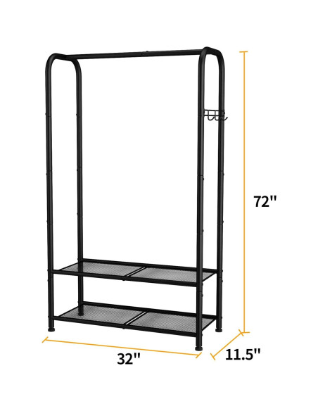 Perchero portátil SINGAYE 72 cm con estante doble y gancho