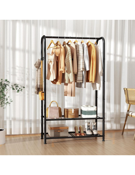 Perchero portátil SINGAYE 72 cm con estante doble y gancho