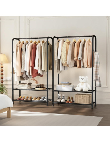 Perchero portátil SINGAYE 72 cm con estante doble y gancho