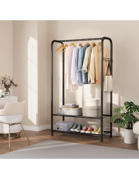 Perchero portátil SINGAYE 72 cm con estante doble y gancho