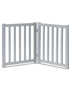 Puerta para Perros LZRS de Madera Sólida 61 cm Plegable Gris