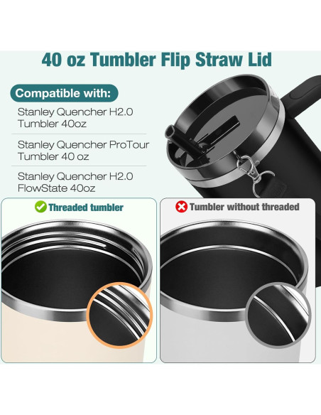 Tapa con Popote Flip PBFairyy para Vaso Stanley 40 oz - 2 Piezas