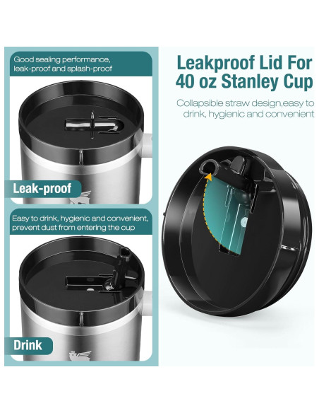 Tapa con Popote Flip PBFairyy para Vaso Stanley 40 oz - 2 Piezas