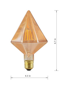 Bombilla Edison LED Vintage Diamante 40W Ámbar Cálido 320LM 2