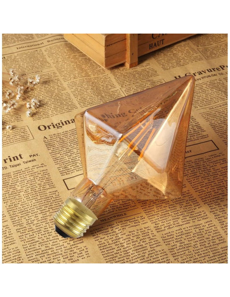 Bombilla Edison LED Vintage Diamante 40W Ámbar Cálido 320LM