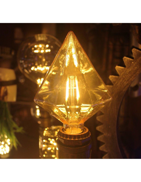 Bombilla Edison LED Vintage Diamante 40W Ámbar Cálido 320LM