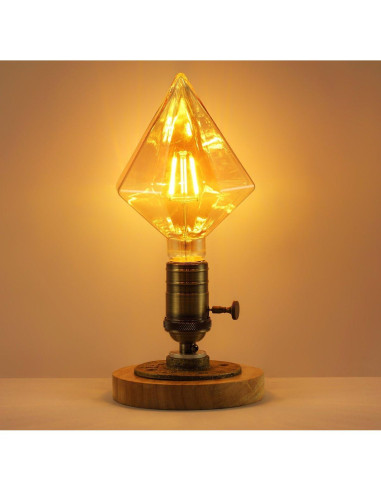 Bombilla Edison LED Vintage Diamante 40W Ámbar Cálido 320LM