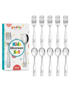 Juego de Cubiertos de Acero Inoxidable Plaskidy para Niños 10 Piezas