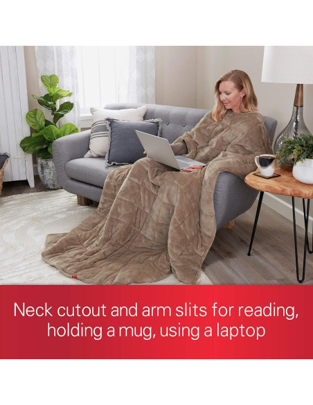 Manta con peso Sunbeam 6.8 kg, terciopelo y microfibra 137x185 cm