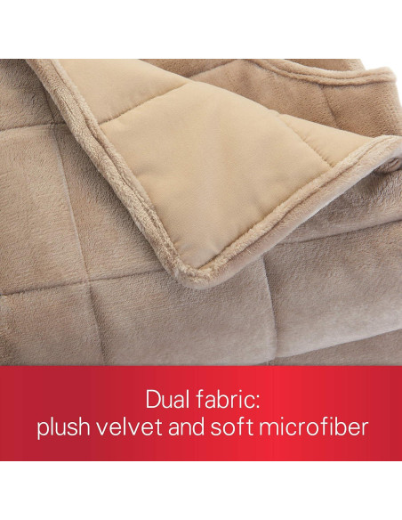 Manta con peso Sunbeam 6.8 kg, terciopelo y microfibra 137x185 cm