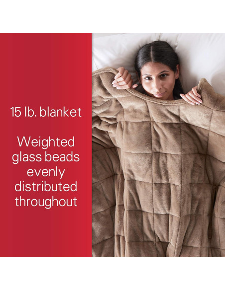 Manta con peso Sunbeam 6.8 kg, terciopelo y microfibra 137x185 cm