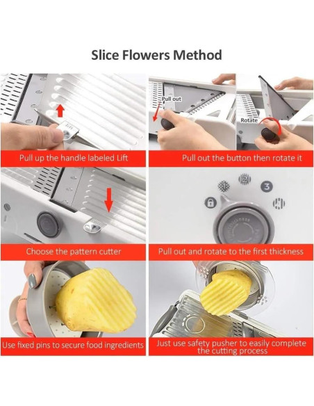 Cortador de Mandolina Ajustable KeKee 18 Tipos Acero Inoxidable