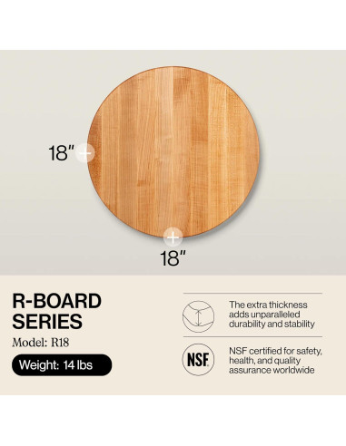 Tabla de Cortar Redonda John Boos R-Board 45.72cm Arce Reversible