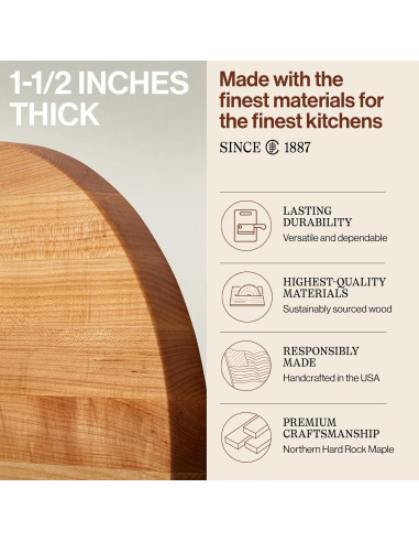 Tabla de Cortar Redonda John Boos R-Board 45.72cm Arce Reversible