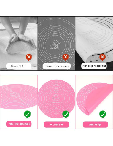 2 Tapetes de Silicona Rosa 30 cm para Hornear Pasteles SynHHergyx