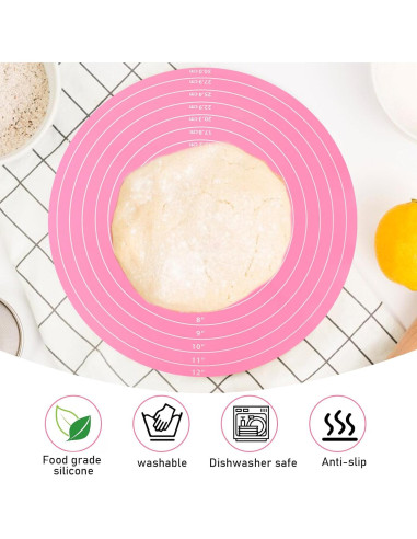 2 Tapetes de Silicona Rosa 30 cm para Hornear Pasteles SynHHergyx