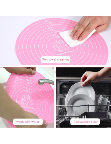 2 Tapetes de Silicona Rosa 30 cm para Hornear Pasteles SynHHergyx