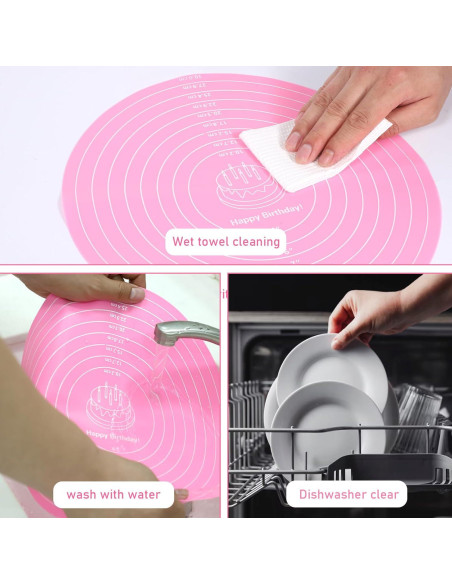 2 Tapetes de Silicona Rosa 30 cm para Hornear Pasteles SynHHergyx