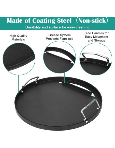 Plancha de Acero al Carbono EasiBBQ 44.45 cm para Parrillas Weber