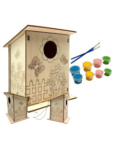 Kit de Manualidades Oojami: 12 Casas para Aves de Madera DIY