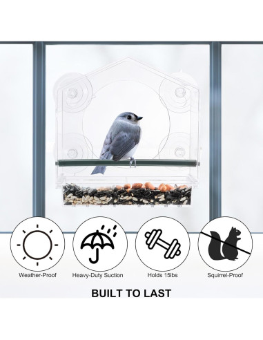 Comedero para Aves de Ventana PATIKIL Acrílico 20.3x10.2cm