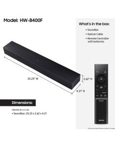 Barra de sonido Samsung HW-B400F 2.0 ch con subwoofer 2