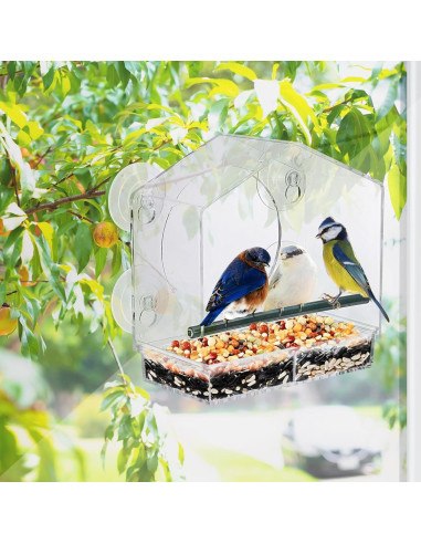 Comedero para Aves de Ventana PATIKIL Acrílico 20.3x10.2cm