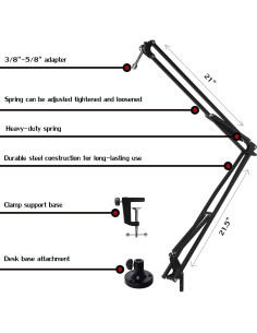 Soporte de Micrófono LyxPro DKR-1 Brazo Ajustable 108 cm 2