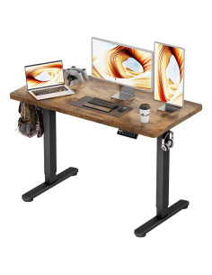 Escritorio de pie eléctrico ajustable BIZUM 48x24" marrón rústico