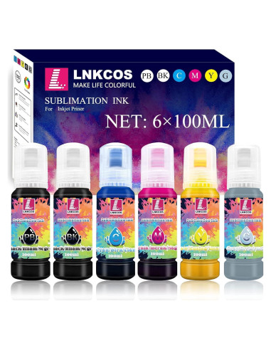 Tinta de Sublimación 600ML LNKCOS para Impresoras ET-8500 ET-8550