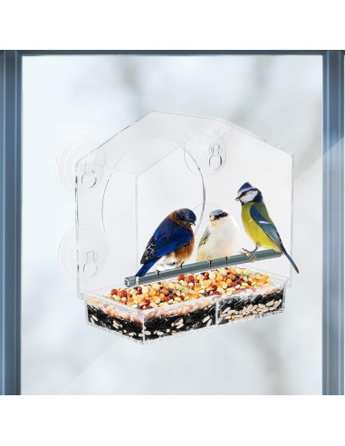 Comedero para Aves de Ventana PATIKIL Acrílico 20.3x10.2cm