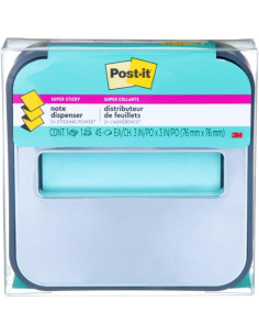 Dispensador de Notas Post-it 3M con Notas Super Sticky Aqua 7.6cm 2